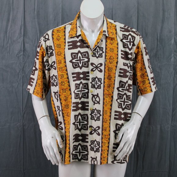 Retro Surf Shirt - Billabong Tribal Hawaiian Shirt - Men's Large - Picture 1 of 9